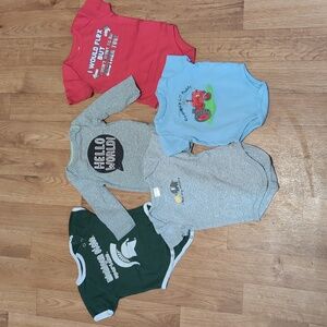 FIVE PIECE BUNDLE of Baby Boy Onesies 3-6 months EUC